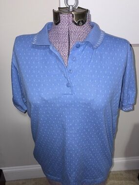 Women's Light Blue Short-Sleeve Polo Top